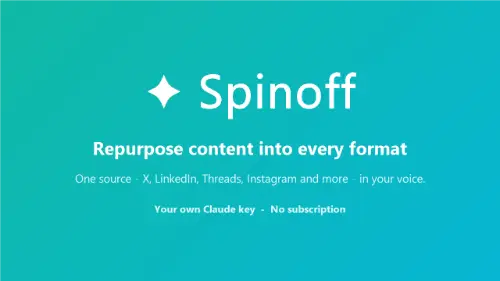 Logo of Spinoff - Repurpose Content into Every Format